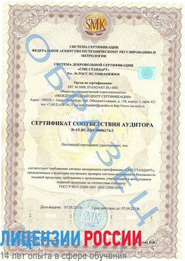 Образец сертификата соответствия аудитора №ST.RU.EXP.00006174-3 Серов Сертификат ISO 22000